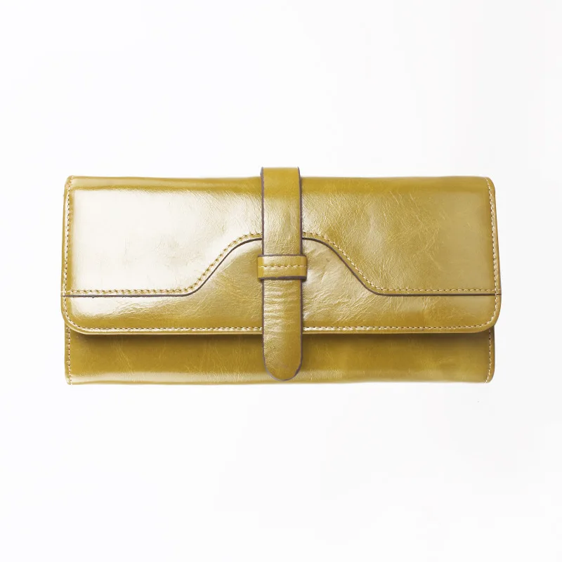 Beite Boer кошелек из воловьей кожи для женщин, Длинный дизайнерский кошелек на веревке, женский кожаный кошелек из натуральной кожи - Цвет: yellowish green