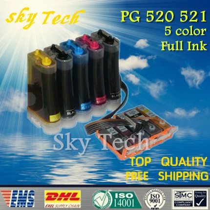 

5 Color Full ink CISS suit for PGI520 CLI521 series ,CIS suit for canon   iP3600 iP4600 MP540 MP620 MP630 MX860 MX870 (Europe)