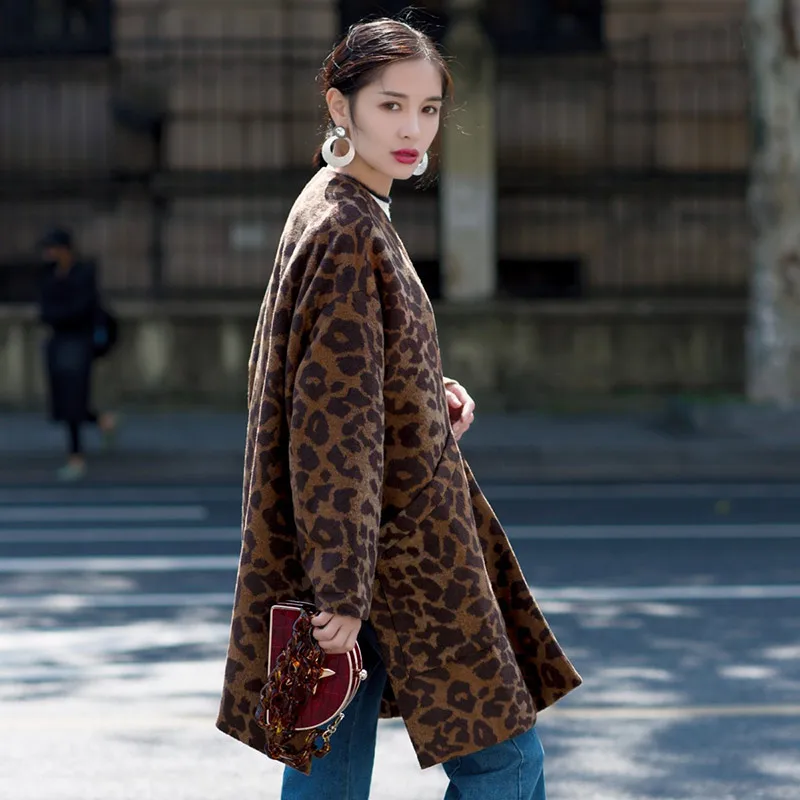 Manteau Les Ample Simple Pour Créateur Surdimensionné Femmes Et De Laine Veste 2017 Automne Leopard Printemps Bouton Camel Décontracté Tendances xqx8FvZwO