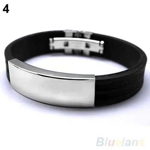 

Men's Fashion Casual Stainless Steel Rubber ID Bracelet Bangle Jewelry Gift stainless steel bracelets woman