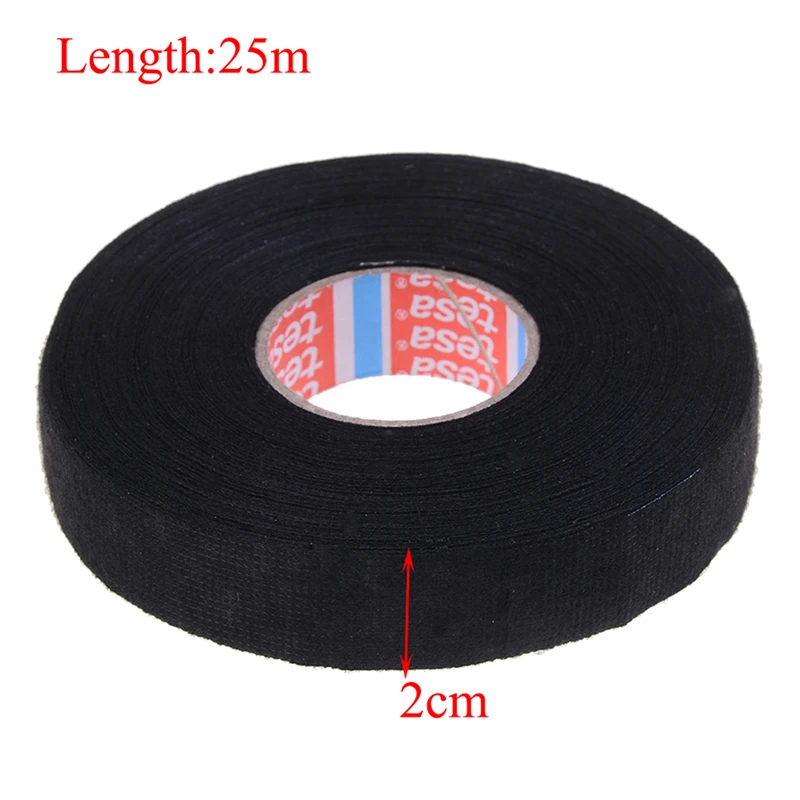 

New TESA51608 Tape Adhesive Cloth Fabric Wiring Loom Harness Tape For Cable Protection 25m X 19mm Black Color