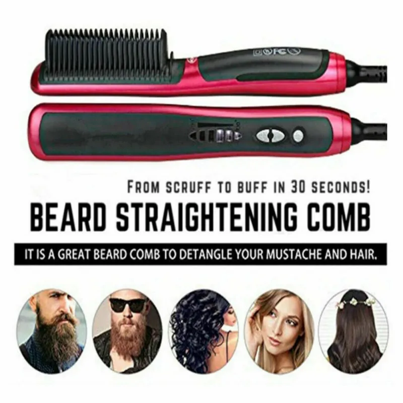 

Beard Hair Straightener Hairdressing Comb Straightening Brush Multifunctional Hair Curler Man Electric Hair Tool