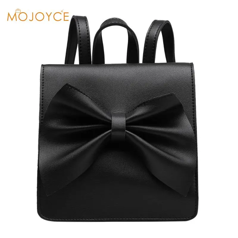 

Cute Casual Bowknot Backpack for Women Mini PU Leather Girls School Travel Shoulder Bag Small Pink Rucksack Mochila Mujer 2018