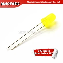 100 шт. желтый свет-излучающие диоды с желтой Включите свет желтый светодиод 5 мм