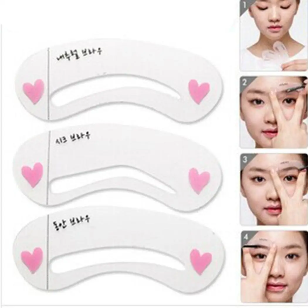 

Reusable Eyebrow Stencil Set Eye Brow DIY Drawing Guide Style Shaping Grooming Card Template Easy Makeup Beauty kit 3pcs