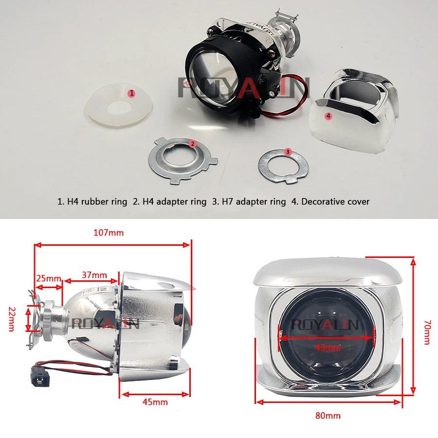 ROYALIN мотоцикл H1 Bi xenon HID Мини проектор фары объектив 2 0 дюймов Автомобильный