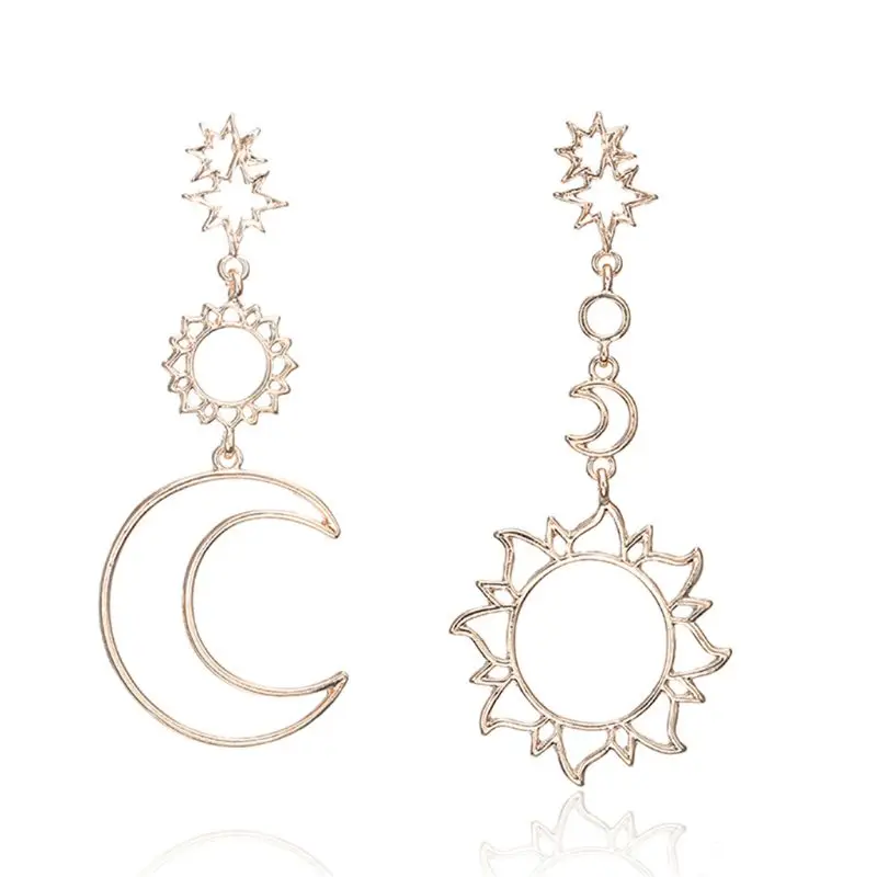 

Wholesale Hollow Star and Moon Drop Dangle Earrings Women Gift Statement Fashion Jewelry