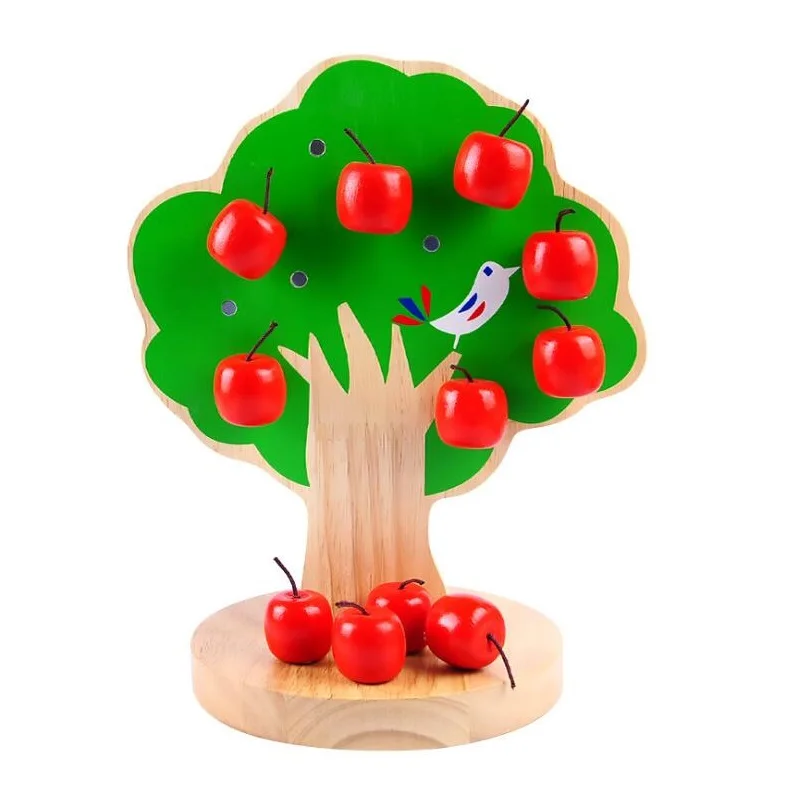Fly AC Wooden Toys Magnetic Apple Tree Montessori Educational Early Preschool Training Toys for Children Birthday Gift