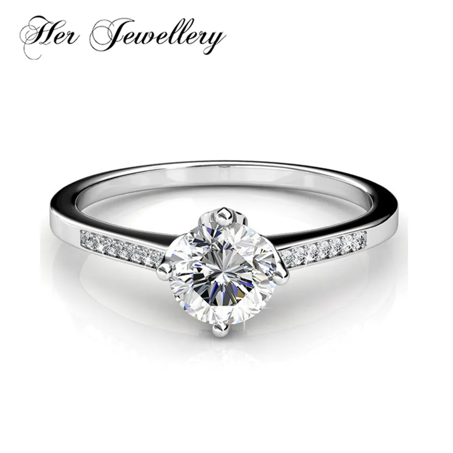 

Her Jewellery white gold rings for women Trendy rings Made with crystals from Swarovski HR0013