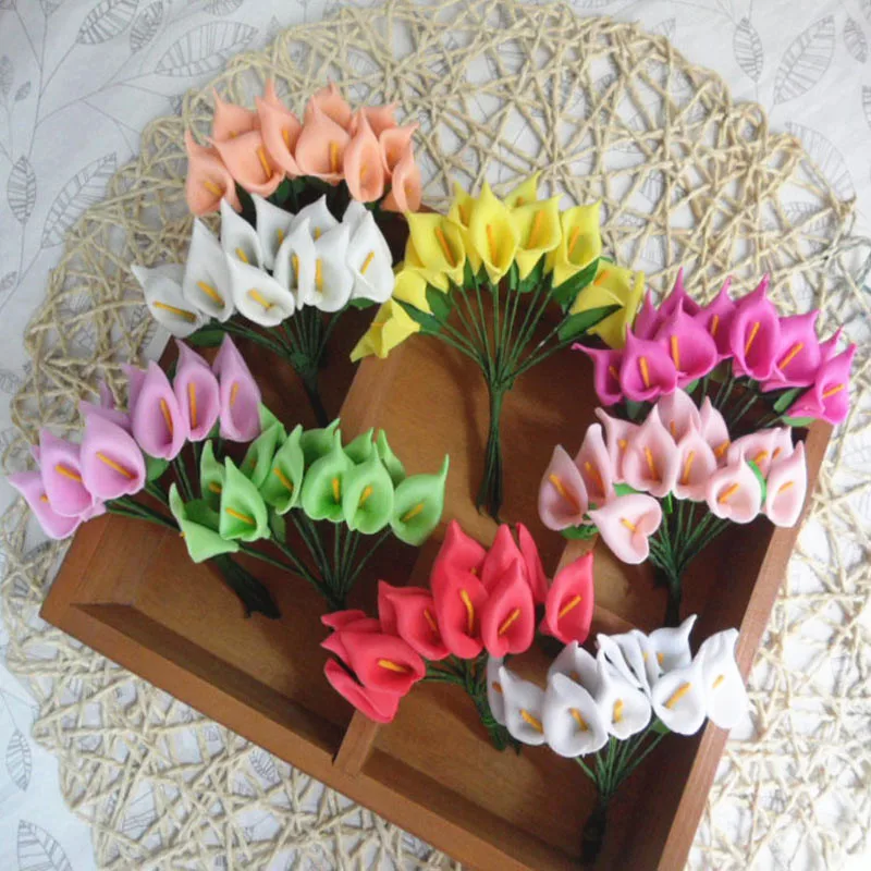 

Fake flower artificial flowers wedding decoration PE calla lily Mini artificial calla flower Flower arrangement 72pcs AQ201