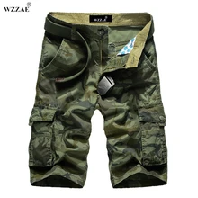 Wzzae Для мужчин шорты masculino Камуфляж Cargo военные шорты Для мужчин Homme верхняя одежда хлопковые свободные Повседневное армии короткие штаны
