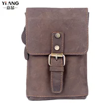 Мужская винтажная сумка из натуральной воловьей кожи Crazy Horse, поясная сумка для мобильных телефонов, пояс бедра ягодицы, сумка через плечо