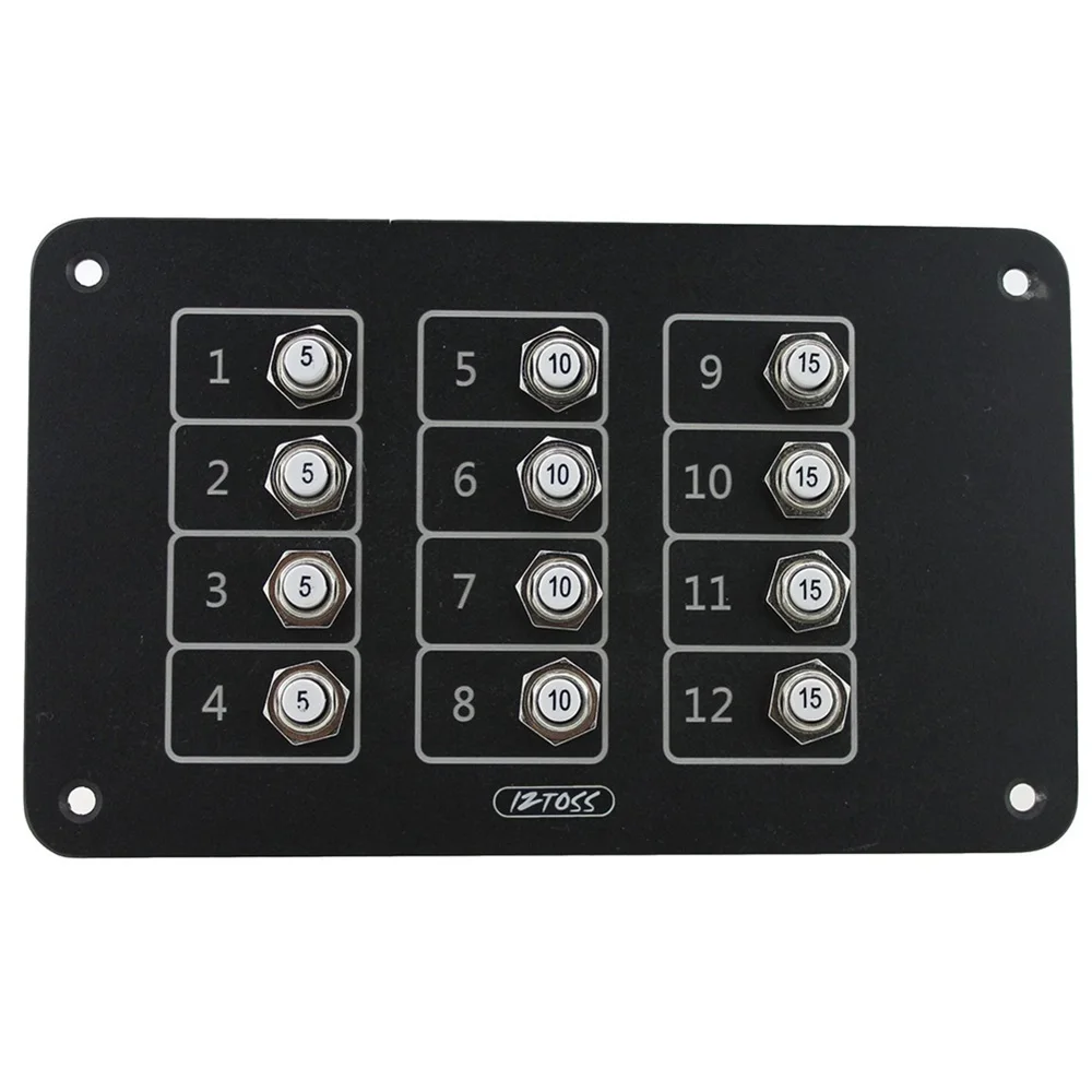 

12 Way car Circuit Breakers aluminium panel with manual reset DC 50V AC 125-250V with Quick Connect Terminals Various specificat