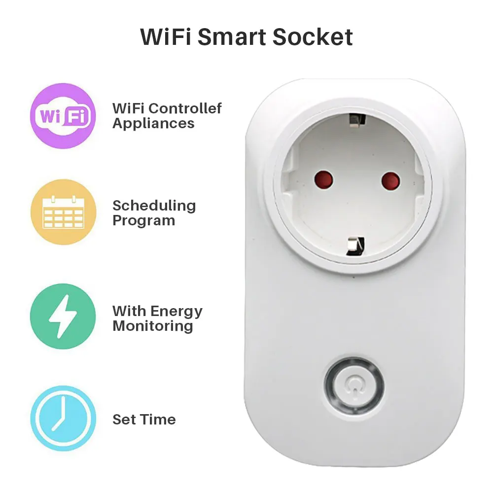 WiFi Smart Socket Power outlet Multi Brazil Plug With Energy Monitor Tuya APP Control Compatible with Alexa and Google Home