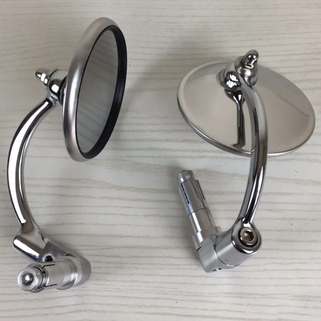  1 Pair Motorcycle mirror Chrome Round Bar End Rearview Side Mirror Adjustable For Cafe Racer motorc