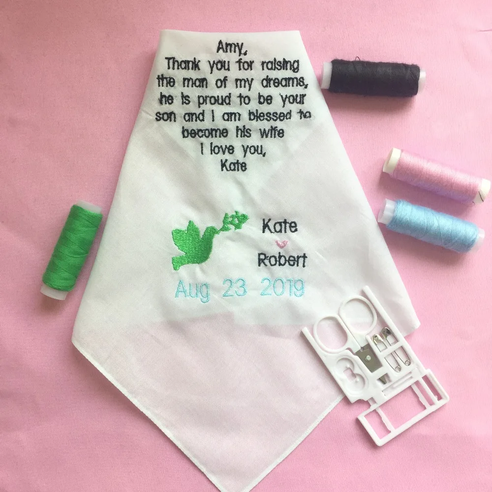 

Custom Wedding Handkerchiefs for Mother of the Groom, Embroidered Wedding Hankies for Groom Mother, Wedding Gift to Groom Mother