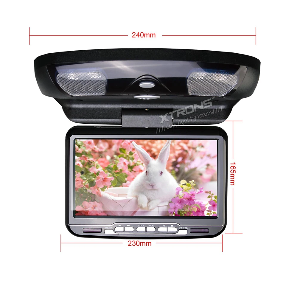 Sale 9" Car Roof Mounted DVD Player Flip Down Monitor With Game Function Overhead Radio Stereo Ceiling With 2 PCS Headphones For Free 4