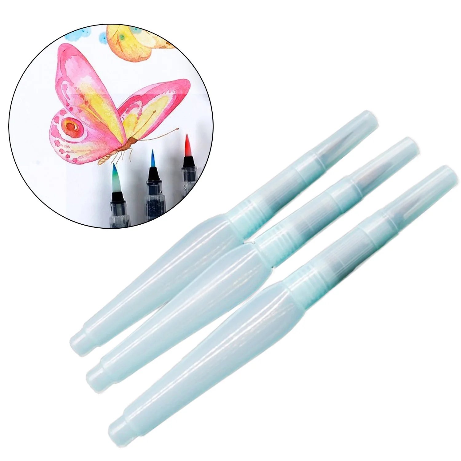 3 Refillable Paint Brush Water Color Brush Pencil Ink Pen Soft
