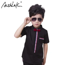 ActhInK/Новинка года; высококачественные летние рубашки в полоску для больших мальчиков; платье с короткими рукавами для мальчиков; рубашка для подростков; летняя свадебная одежда для мальчиков