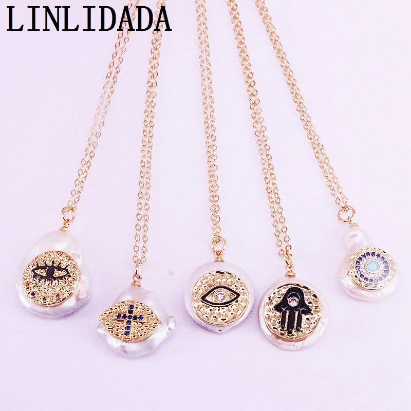 

10PCS, New arrival fashion freshwater pearl necklace, cz charm jewelry, irregular pearl necklace wholesale