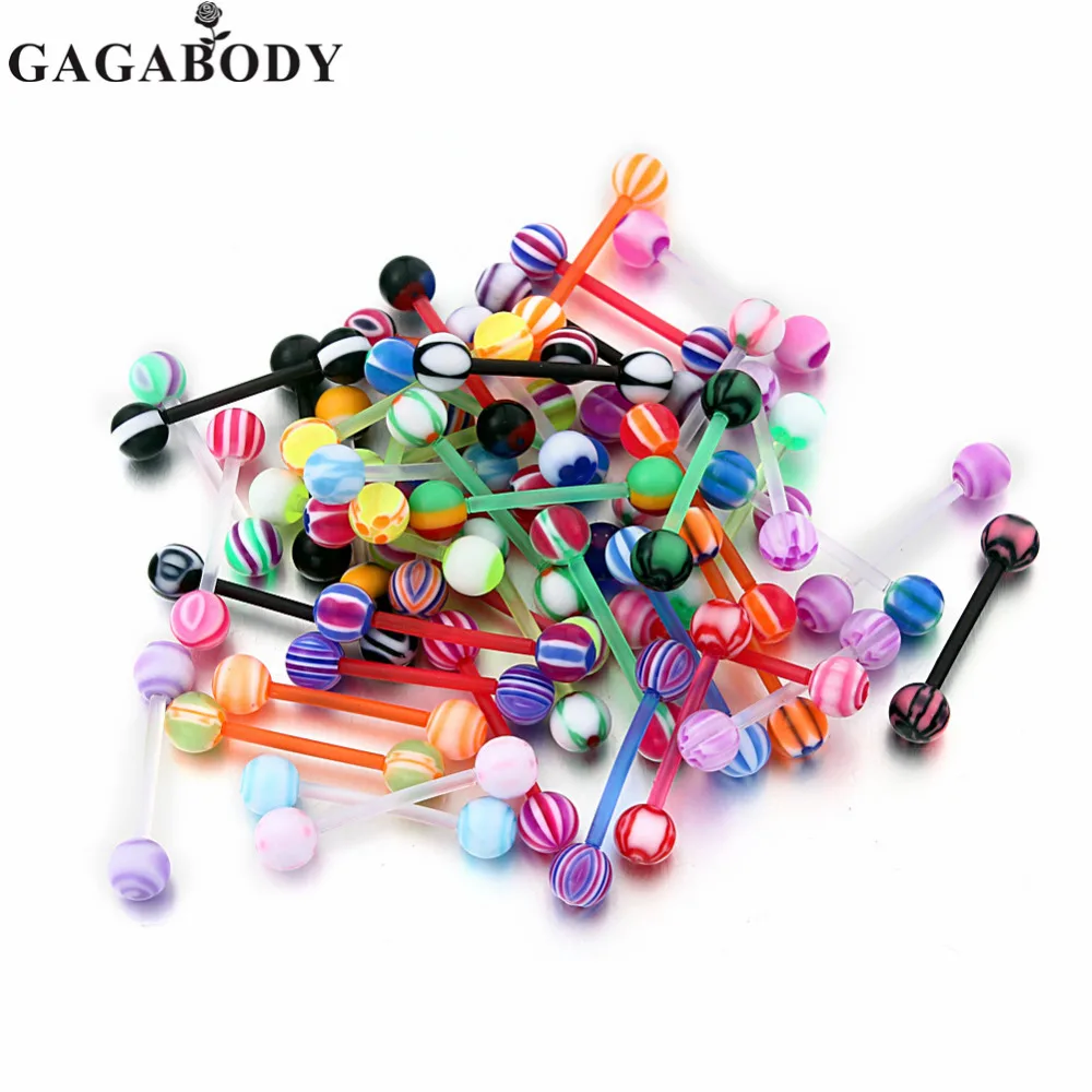 GAGA 20/50/100PCS Colorful Stainless Steel +Acrylic Body Piercing