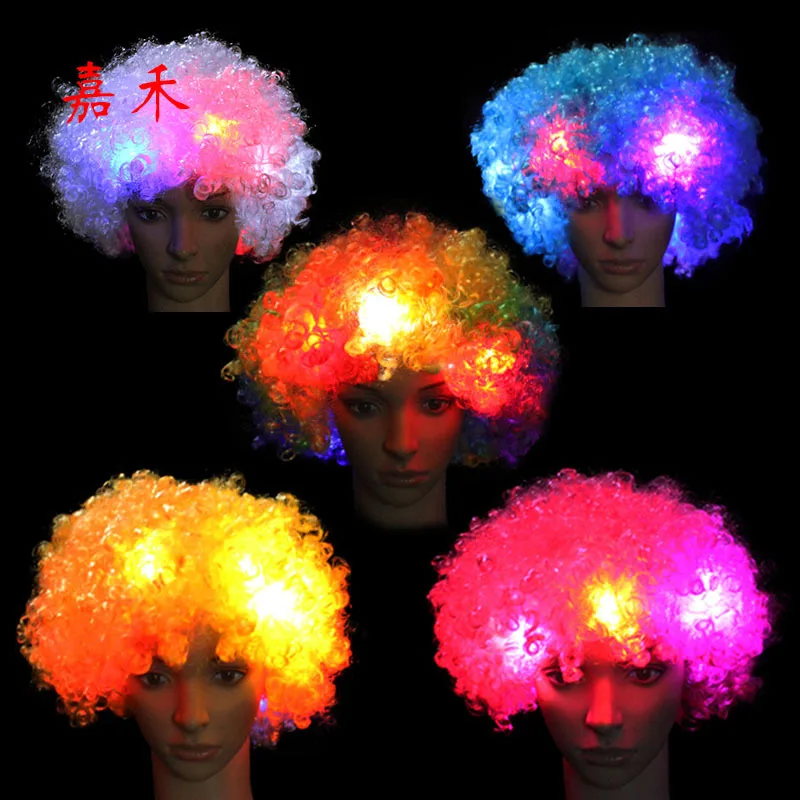 

Luminous Headdress Wigs Hat LED Flashheads Clown Hat Wigs Halloween Carnival Fans Hat Accessories