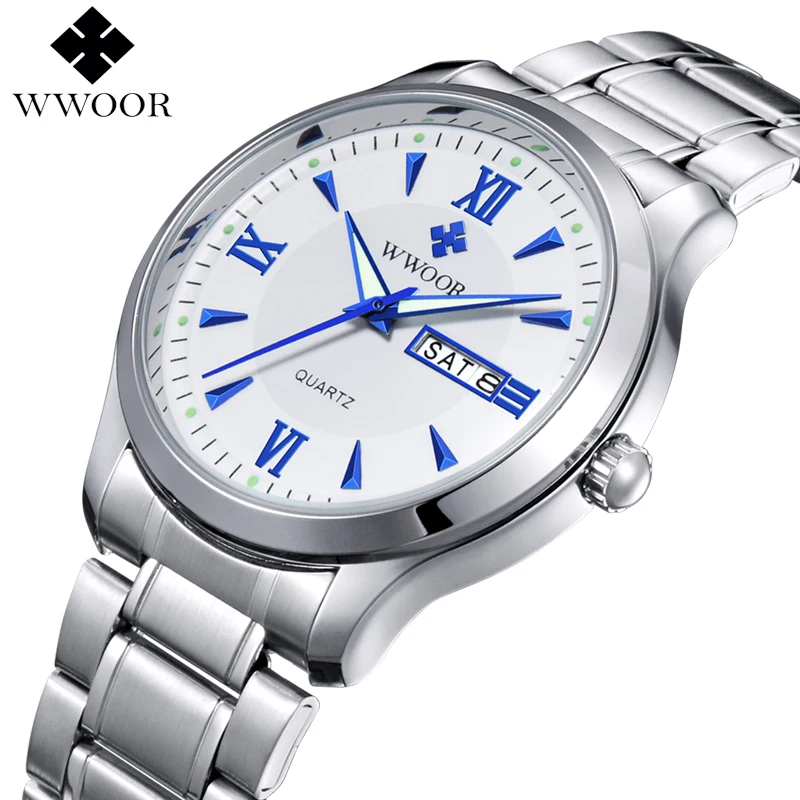 Prix pour 2016 Hommes Montres Marque Lumineux Heure Jour Date Horloge Mâle argent En Acier Inoxydable De Luxe Quartz Montre Hommes Casual Sport Poignet montre Prix pour 2016 Hommes Montres Marque Lumineux Heure Jour Date Horloge Mâle argent En Acier Inoxydable De Luxe Quartz Montre Hommes Casual Sport Poignet montre