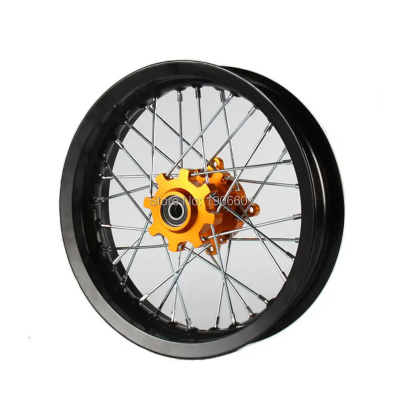 Диски для велосипеда ямы с отверстием 15 мм 2,50-12 дюймов и 3,00x12 дюймов переднее и заднее колесо с золотым ЧПУ для KTM CRF dirt bike