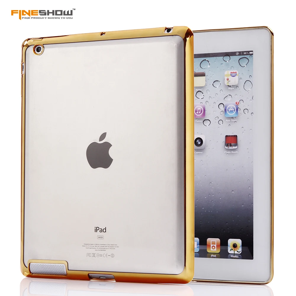 

For iPad 234 Tablet Case Luxury Crystal Electroplated Frame for iPad2 Transparent Soft TPU Plating For ipad3 ipad4 Funda CL956