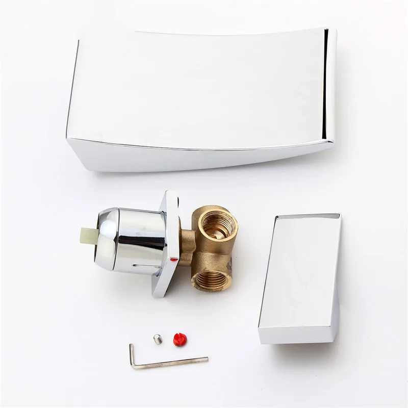 Chrome Brass Square Waterfall Kitchen Sink Single Lever Faucet Zinc Alloy Single Handle FlexibleMix Tap Wall Mounted