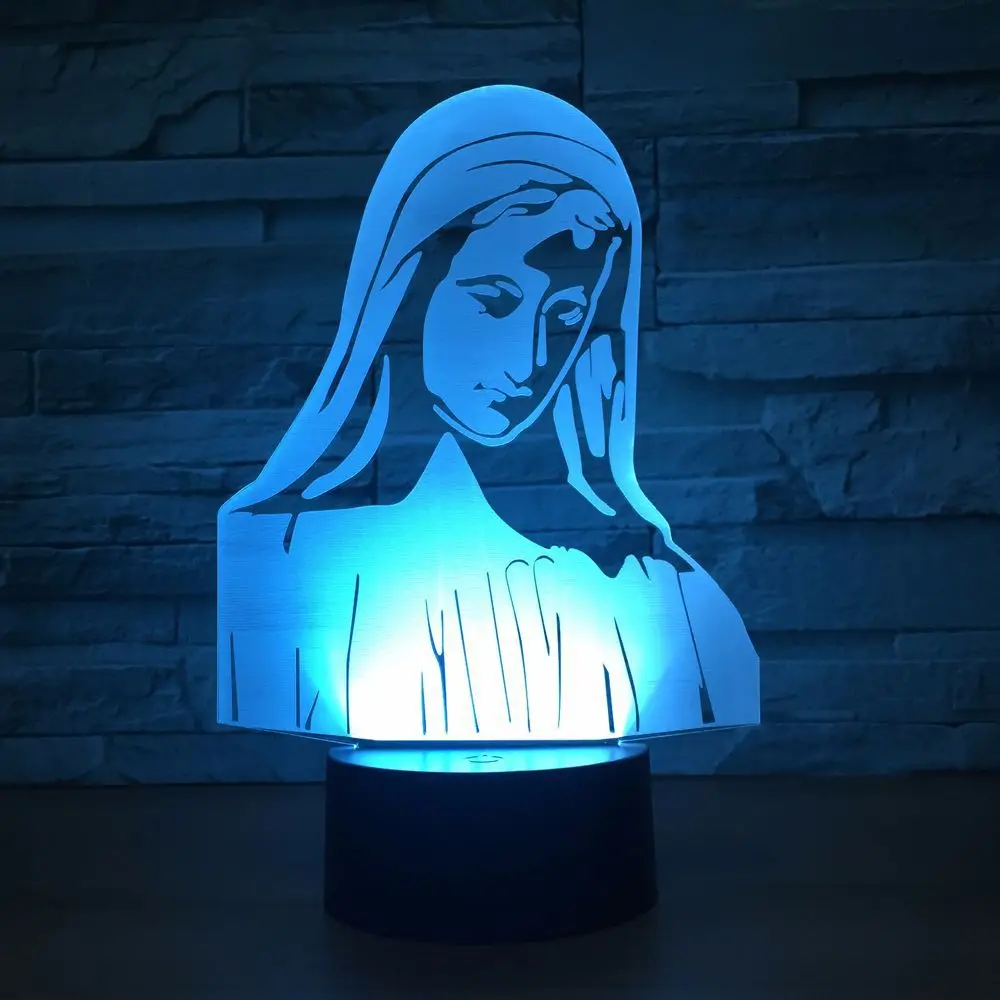 Новая 3d лампа Дева Мария 7 цветов Светодиодные ночные лампы для детей сенсорный