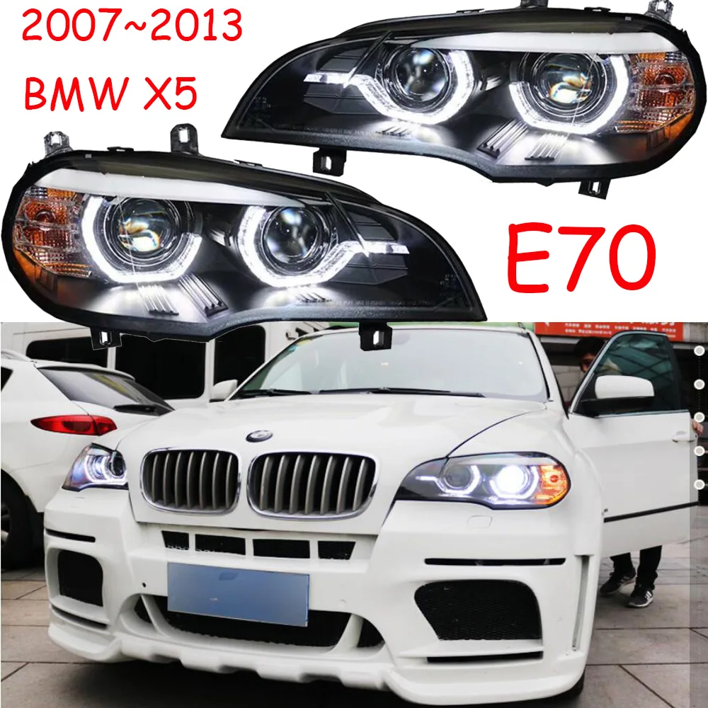 Один комплект спереди light 2007 2008 2009 2010 2011 2012 2013 Ксеноновые свет для BMW X5 E70 черный Корпус фар Набор для ремонта