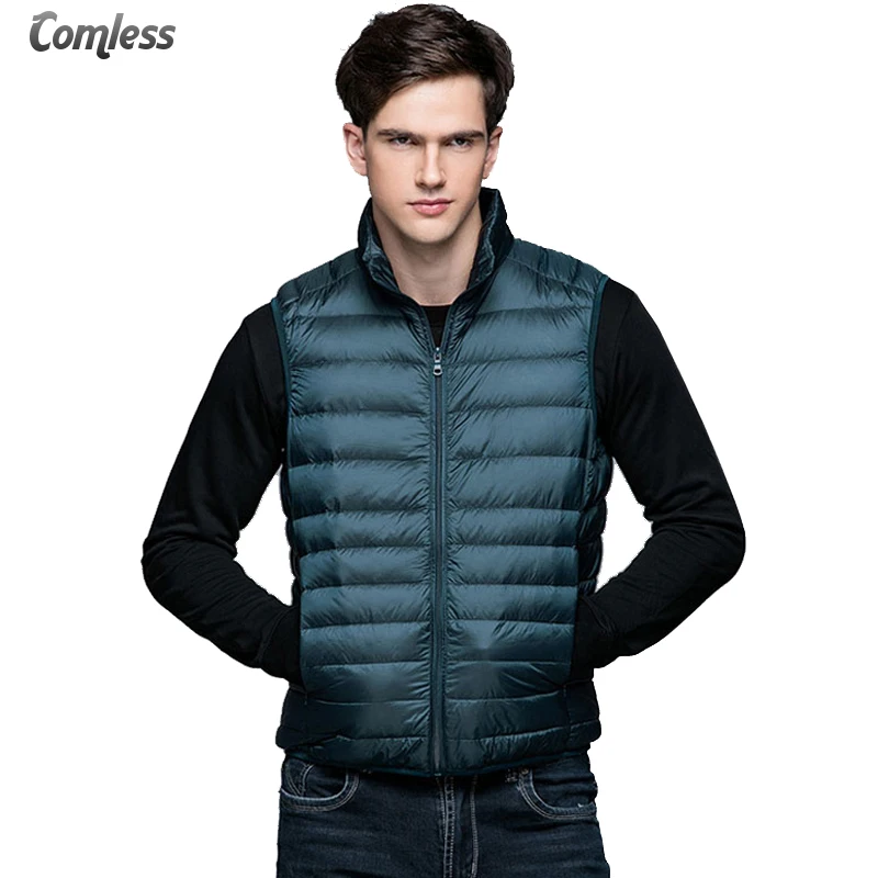 

2017 New Winter White Duck Down Jacket Men Sleeveless Vests Mens Lightweight Coats Outwear Men's Soft Warm Ultralight Jackets