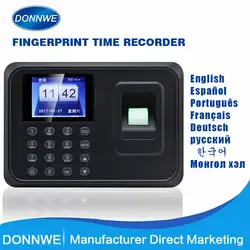 Donnwe F01 отпечатков пальцев часы-Регистратор посещений записи и контроля доступа английский отпечатков пальцев посещаемости
