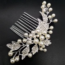 Горный хрусталь искусственный жемчуг гребень для волос с листьями клип Свадебный Сплав Шпилька для волос для женщин ювелирные изделия для укладки кисточки для девочек Женский подарок