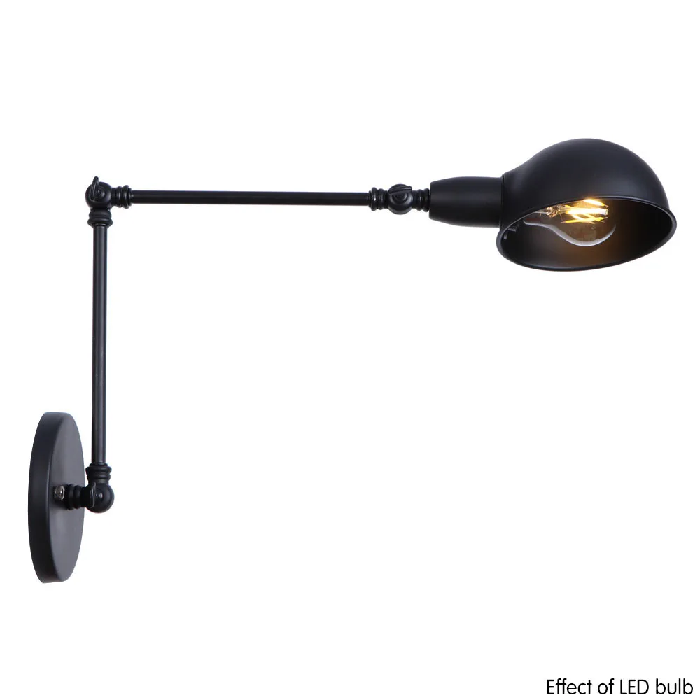 Черный гладить Американская деревня настенный светильник E27 лампа с абажуром Спальня настенный светильник ресторан-бар настенный