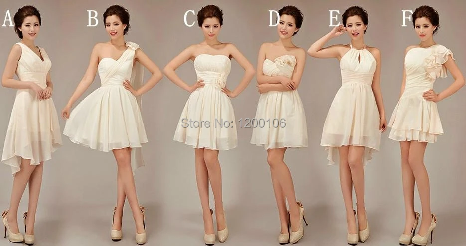 Free Shipping 2014 Summer Cheap One Shoulder Halter White Knee Length Short font b Bridesmaid b