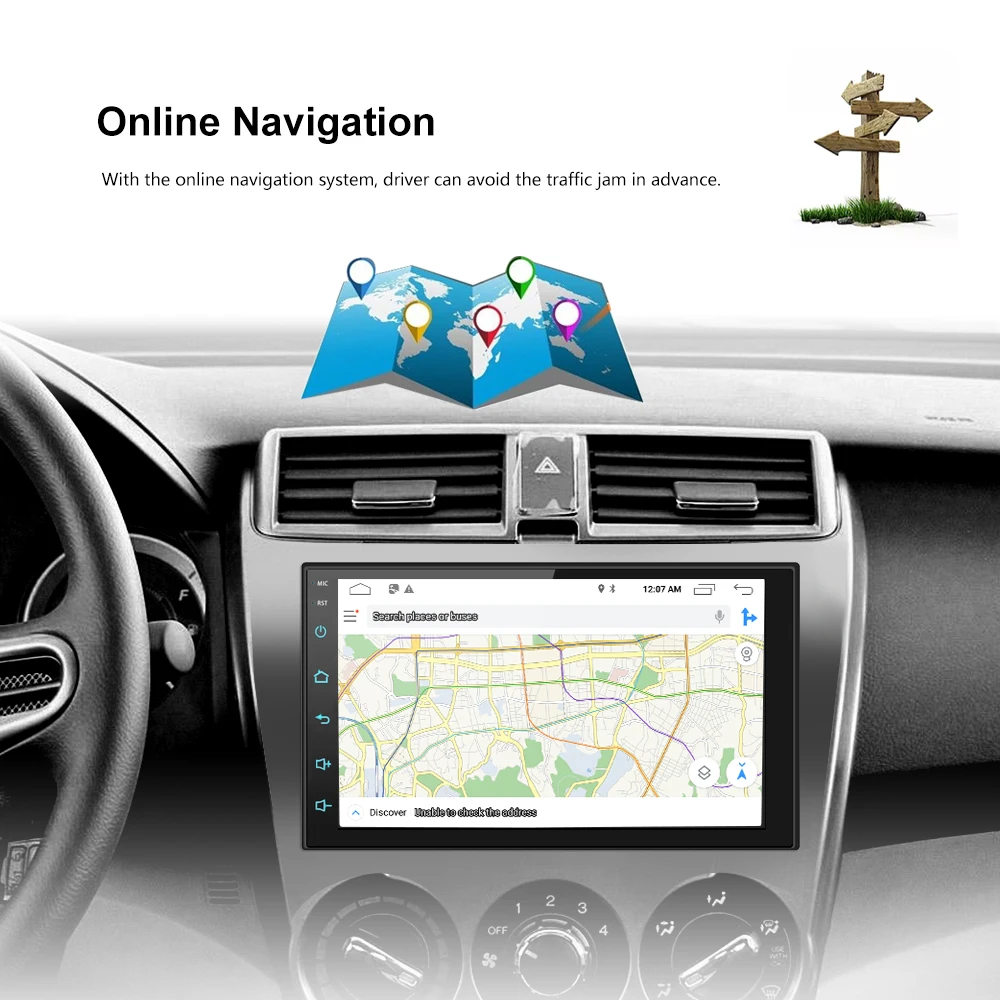 Discount 7" Android 8.0 Octa Core 2G+16G Universal Double 2 Din no dvd Car Audio Stereo GPS Navigation Radio Kits Car Multimedia RDS 7