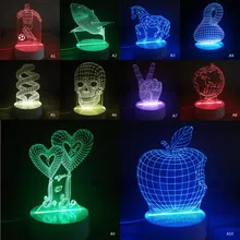 1 PC 3D Illusion Skull Lamp Colorful Acrylic LED Night Light Micro USB Table Desk Lamp Wedding Decor Christmas Gift
