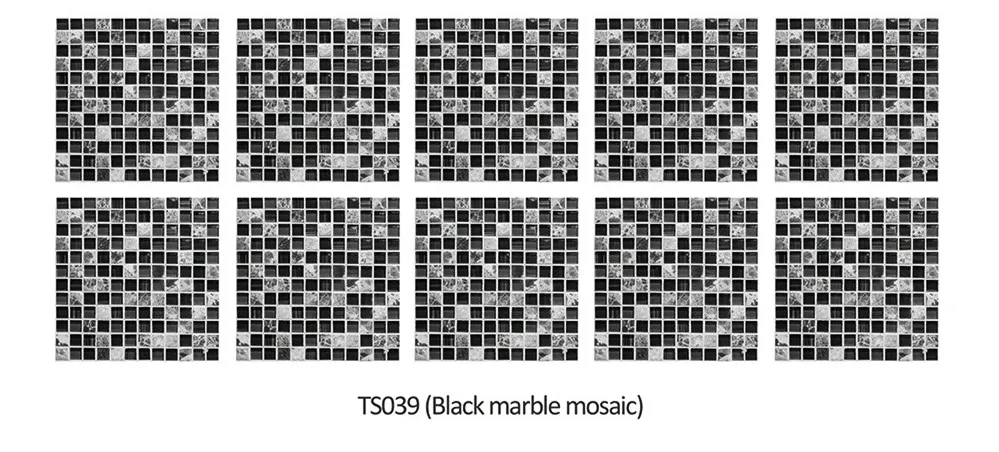 20x20 см 15x15 см 10 шт./партия самоклеющаяся Съемная плитка наклейки черная мозаика креативная плитка для пасты кухня ванная комната пол подарок - Цвет: TS039