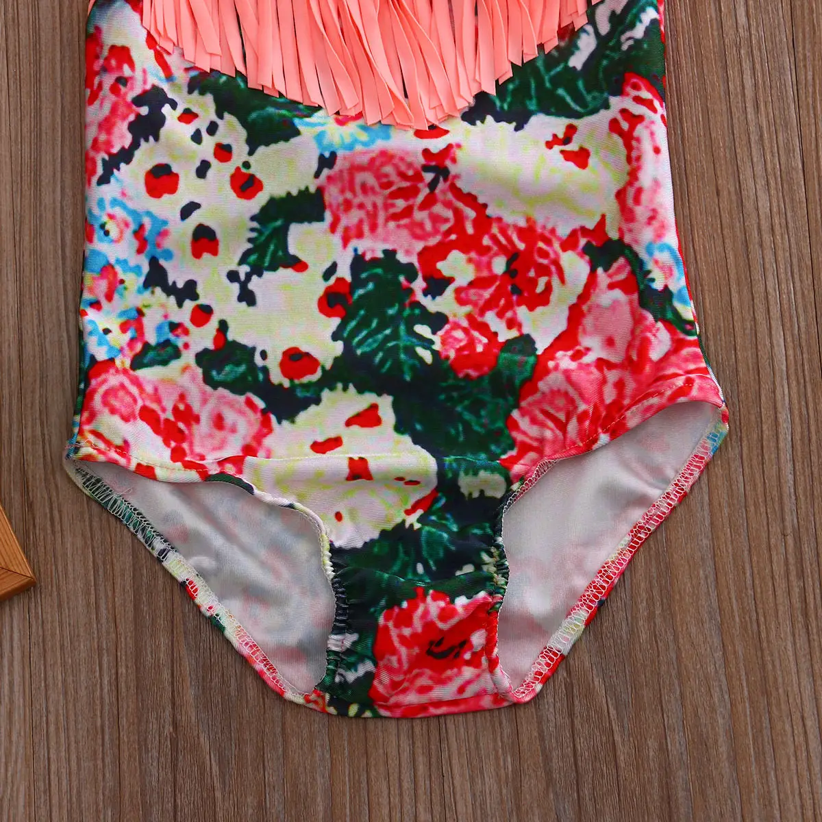Одежда для детей; малышей; девочек Танкини с цветочным рисунком Одна деталь Купальника Бикини с лямкой на шее, с кисточками, костюм купальник