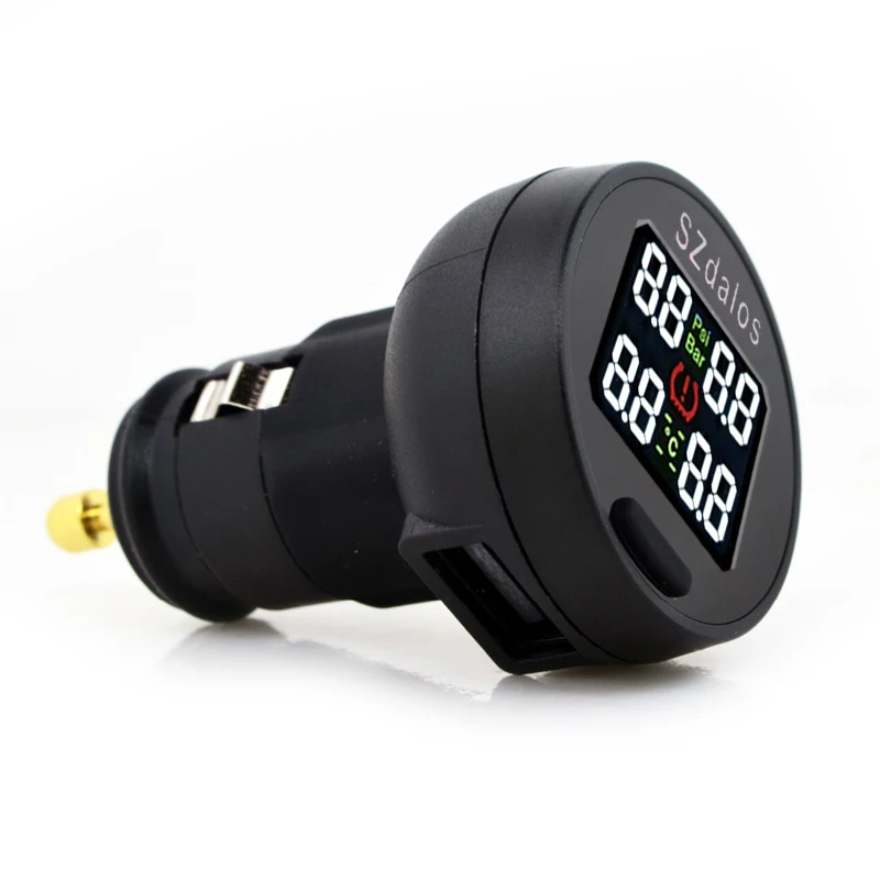 US $69.90 SZDALOS TP200 TPMS Car Wireless Tire Pressure Monitoring System 4 Mini Sensors Cigarette Tyre Pressure Monitoring