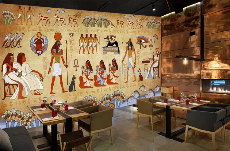 europeu, Murais retrô, Pintura de parede, Restaurante, Café, Hotel, Parede do fundo