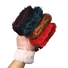 Brand Gloves Real Fur New Winter Women's Warm Gloves Female Ladies Genuine Leather Gloves Mittens Thicken Fashion Outdoor G56