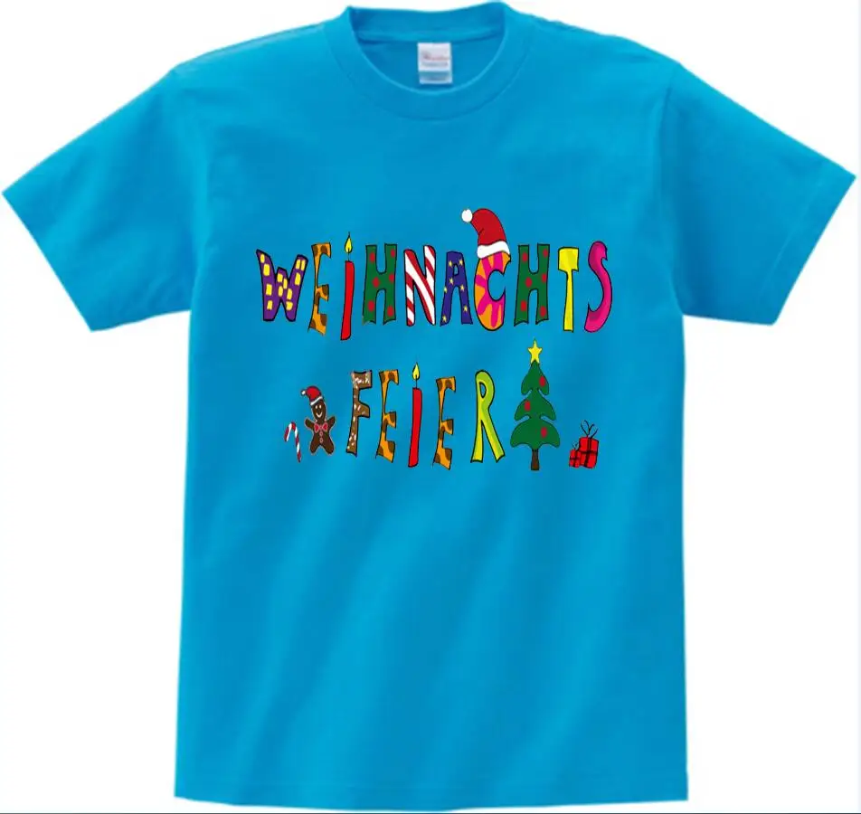 Новые рождественские футболки для маленьких мальчиков и девочек Детские хлопковые футболки с рождественским узором, футболки с Санта Клаусом, детские летние топы, футболки, camiseta От 3 до 8 лет NN - Цвет: blue  childreT-shirt