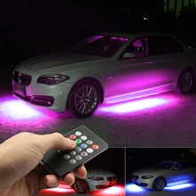 Niscarda 4x DC12V IP65 RGB SMD 5050 música Control remoto RGB tira de LED bajo el tubo del coche Bajo el resplandor del sistema bajo el cuerpo de la luz de neón