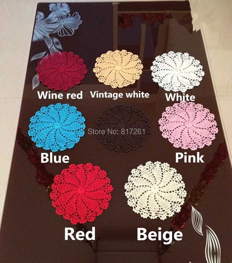 

2015 new arrival 5 pic/lot cotton crochet lace doilies as home decoration items fabric felt place mat cup pads for tea table mat