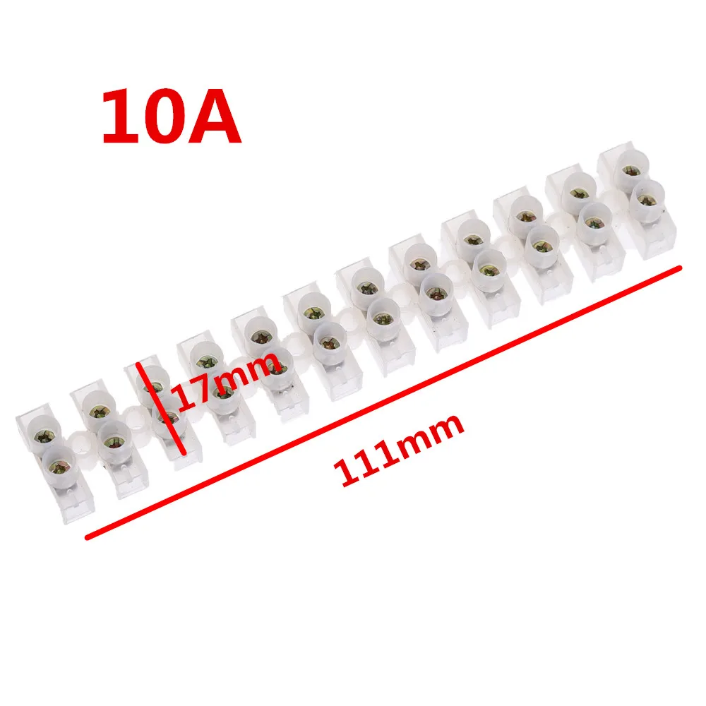 10A 5Pcs X3 nylon Electrical Wire Connection 12 Position Barrier Terminal Strip Block 3A 5A 10A 15A 30A 60A Terminal Blocks - Цвет: 10A