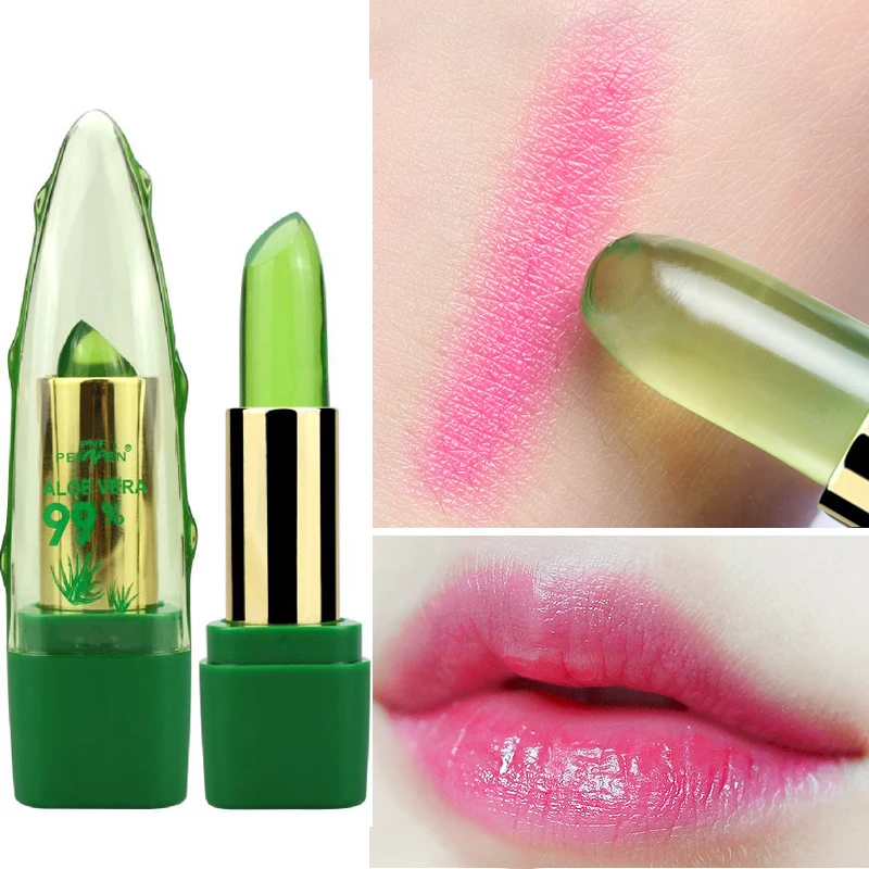 2018 New Batom 99% ALOE VERA Natural Temperature Change Color Jelly Lipstick Long Lasting Moistourizing Lip Makeup 17