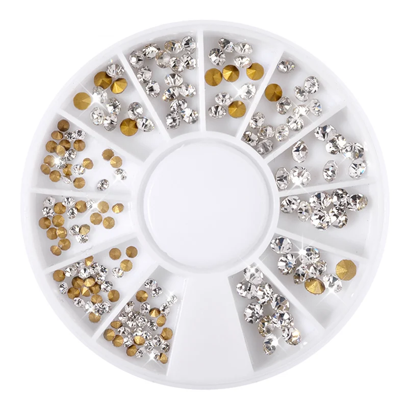 

1 Box Clear Rhinestone Nail Art Decorations Wheel Crystal Sharp Bottom Mix Sized Glitter DIY Manicure Nail Jewelry Accessories